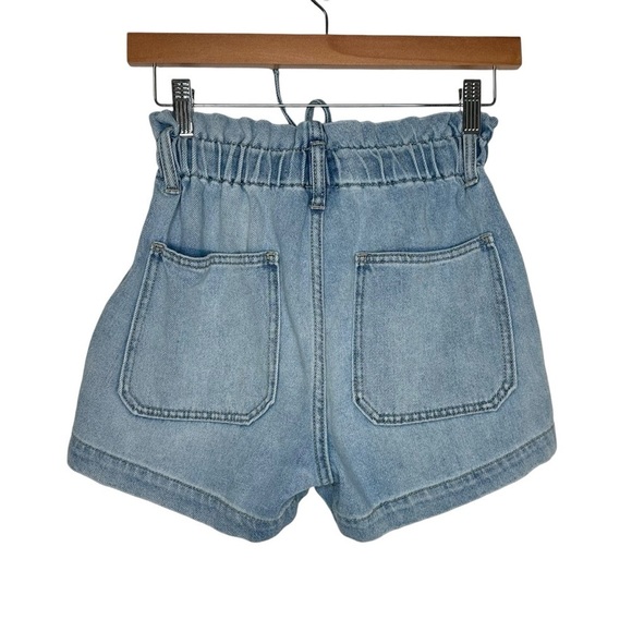 KanCan Womens Paperbag Denim High Rise Shorts Sz Small Drawstring Blue Pockets - Picture 2 of 6